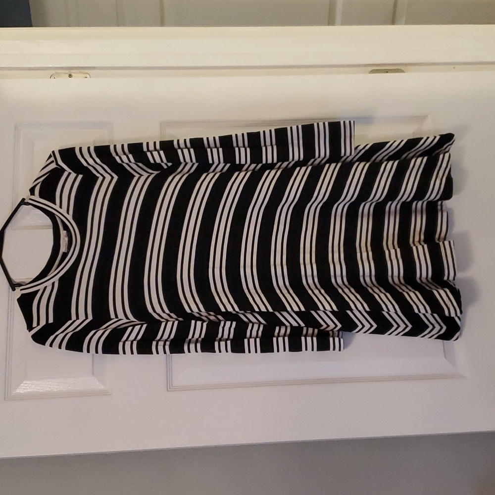 The Loft Long Sleeve Black and White Dress